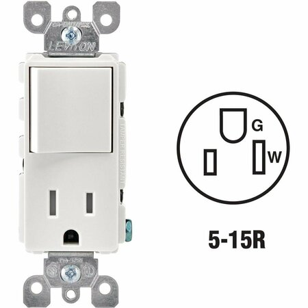 LEVITON Decora White 15A Switch & Outlet R62-T5625-0WS